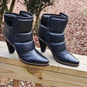 Chloe Black Leather Heeled Ankle Quilted High End Luxury Boots 40 8.5